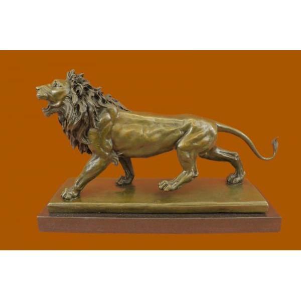 African Lion Bronze Sculpture on Marble Base Figure (1 of 5)