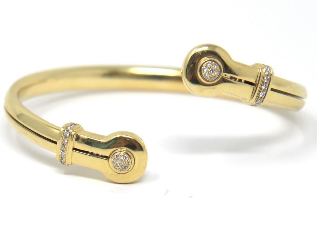 Italian DiModolo 18KT Yellow Gold Slip on twisted Bangle With Diamonds (1 of 6)