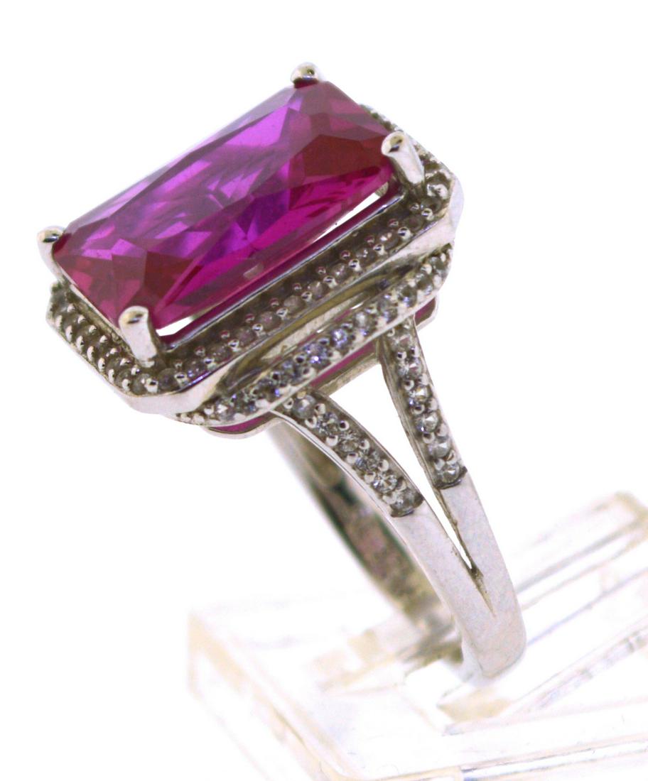 925 Sterling Silver 7ct Emerald Cud Pink Sapphire Ring (1 of 6)