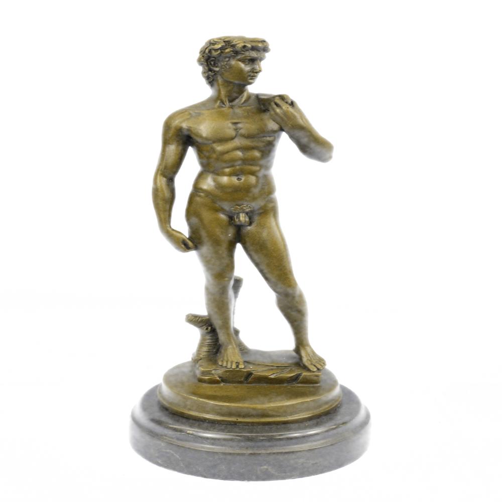 Renaissance of Nude David Bronze Sculpture: The Bronze Sculpture of David is a masterpiece of Renaissance Sculpture created between 1501 and 1504. The Statue represents the Biblical hero David, a favored subject in the art of Florence. Original
