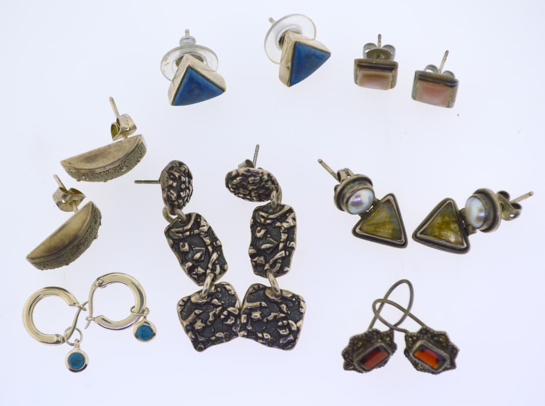 Sterling Silver Seven Pair Earrings Lot (1 of 4)