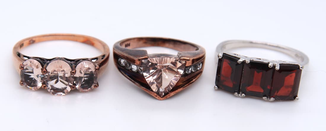 Group Lot of 3 Vintage 925 Sterling Silver Multi Color Cubic zirconia Rings (1 of 6)