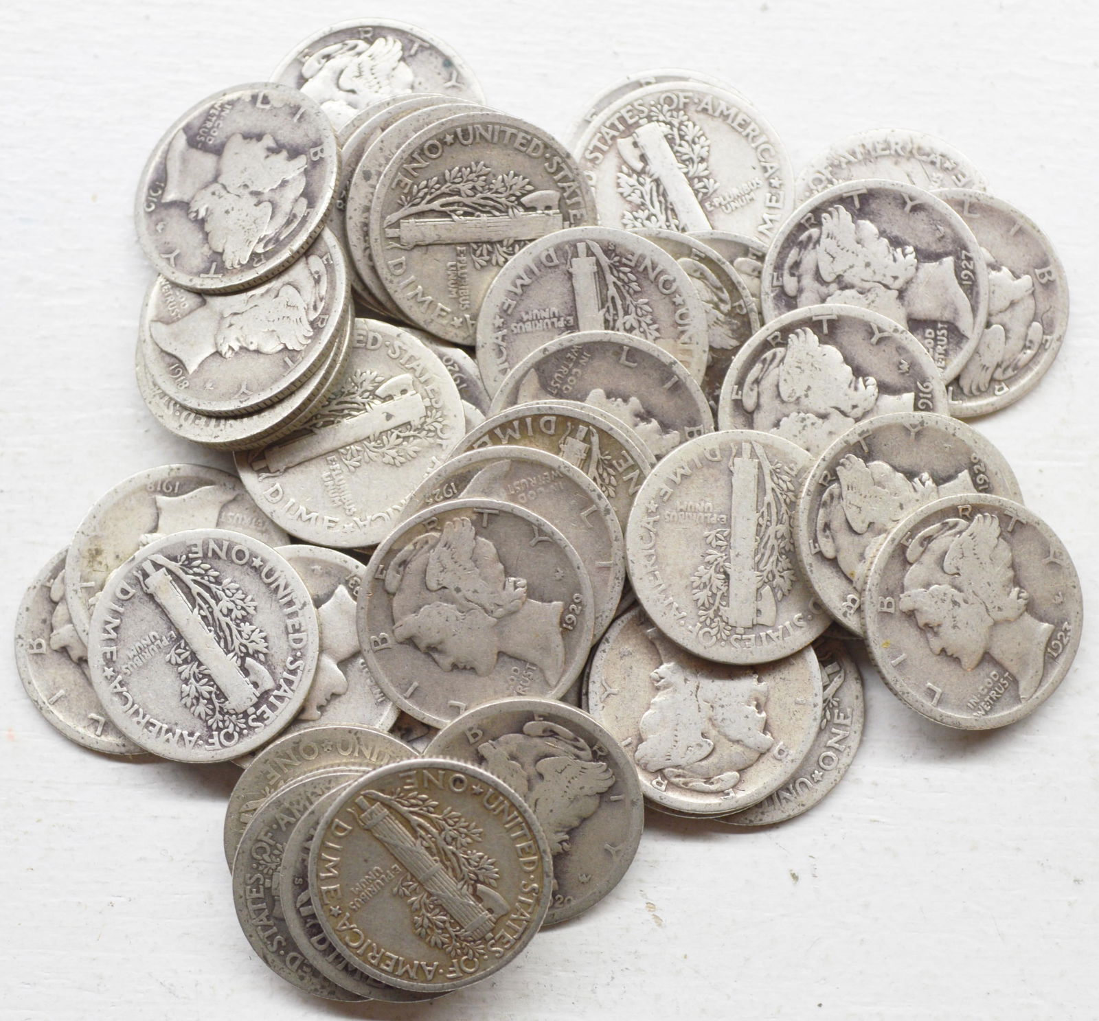 Lot of 50 assorted Old Winged-Head Mercury Dimes (1 of 3)