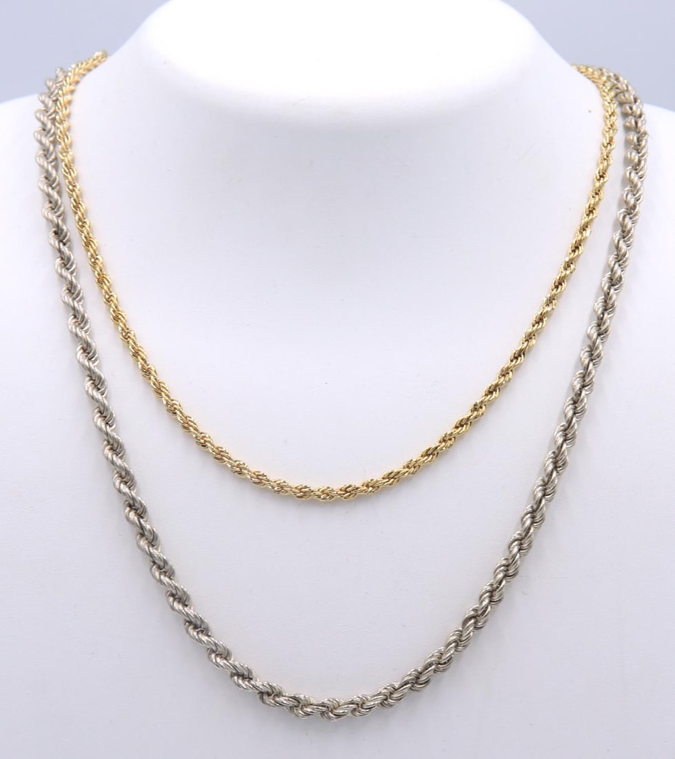 Group Lot of 2 Vintage 925 Sterling Silver Rope Chains (1 of 7)