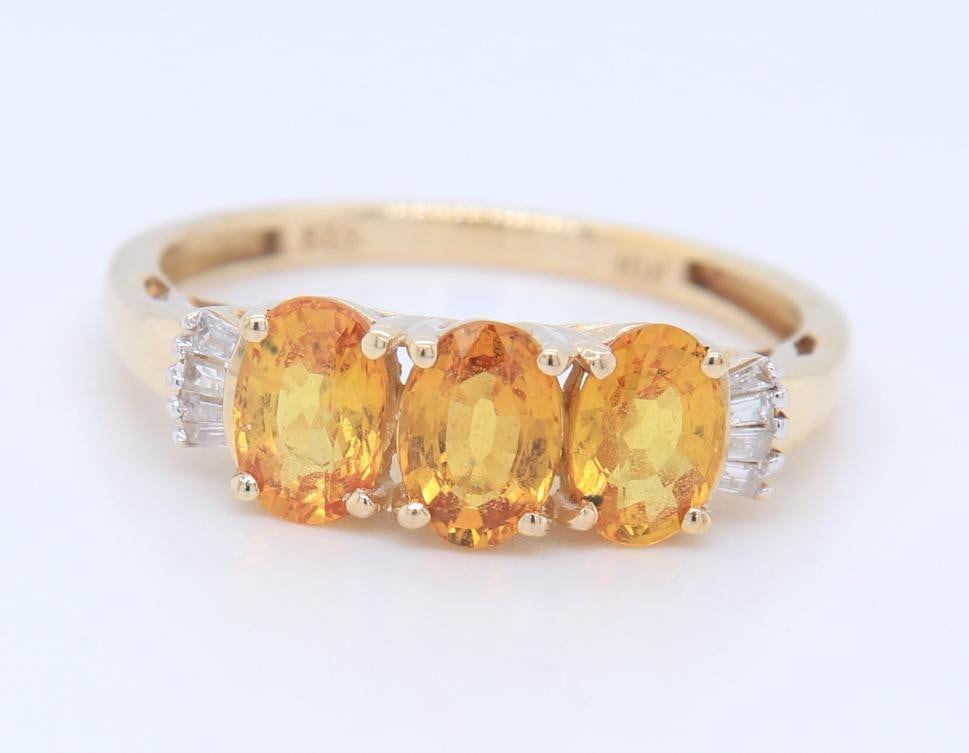 10KT Yellow Gold Yellow Topaz Three Stone Ring (1 of 4)