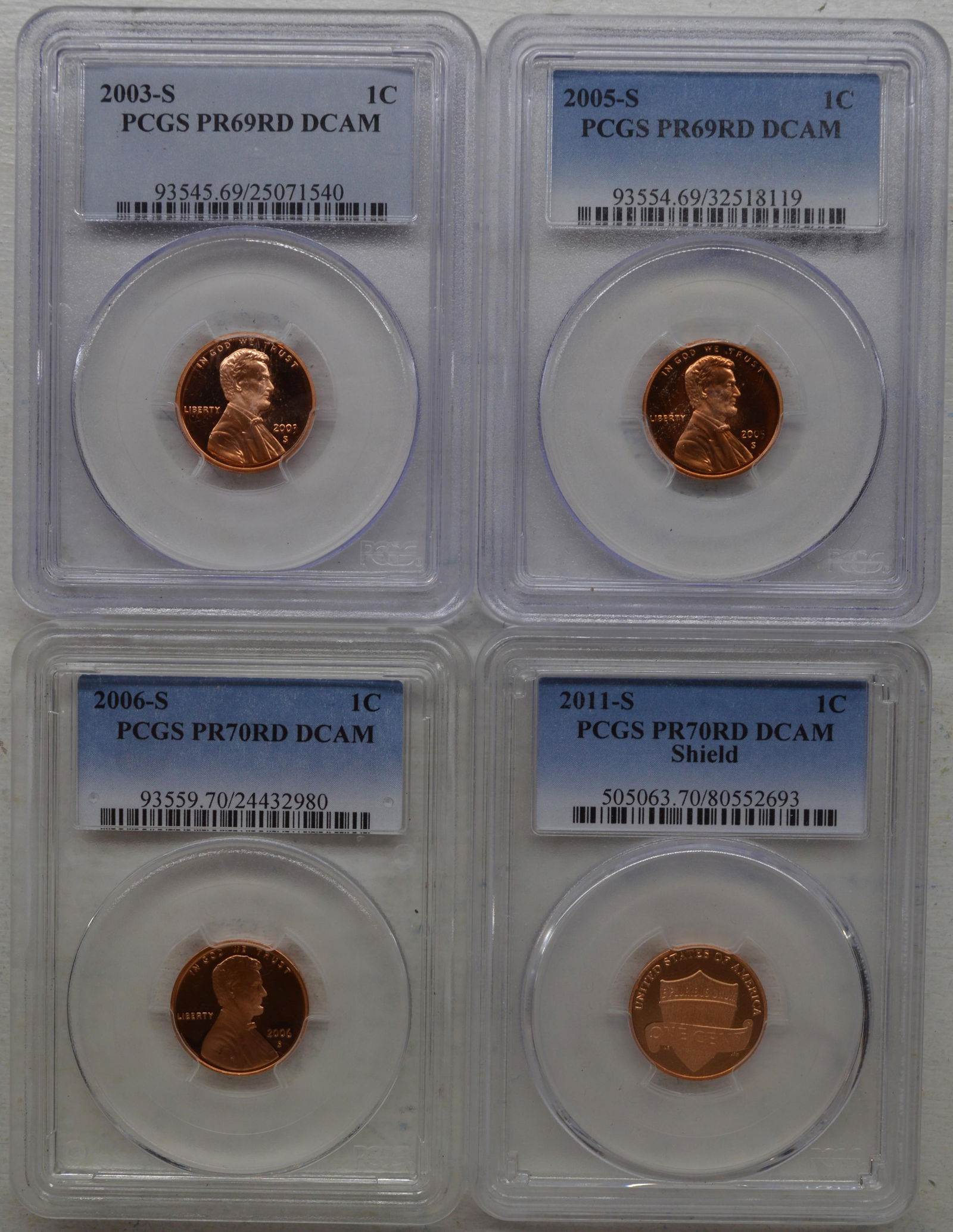 PCGS PR69RD DCAM Lincoln Penny lot of 4 (1 of 2)