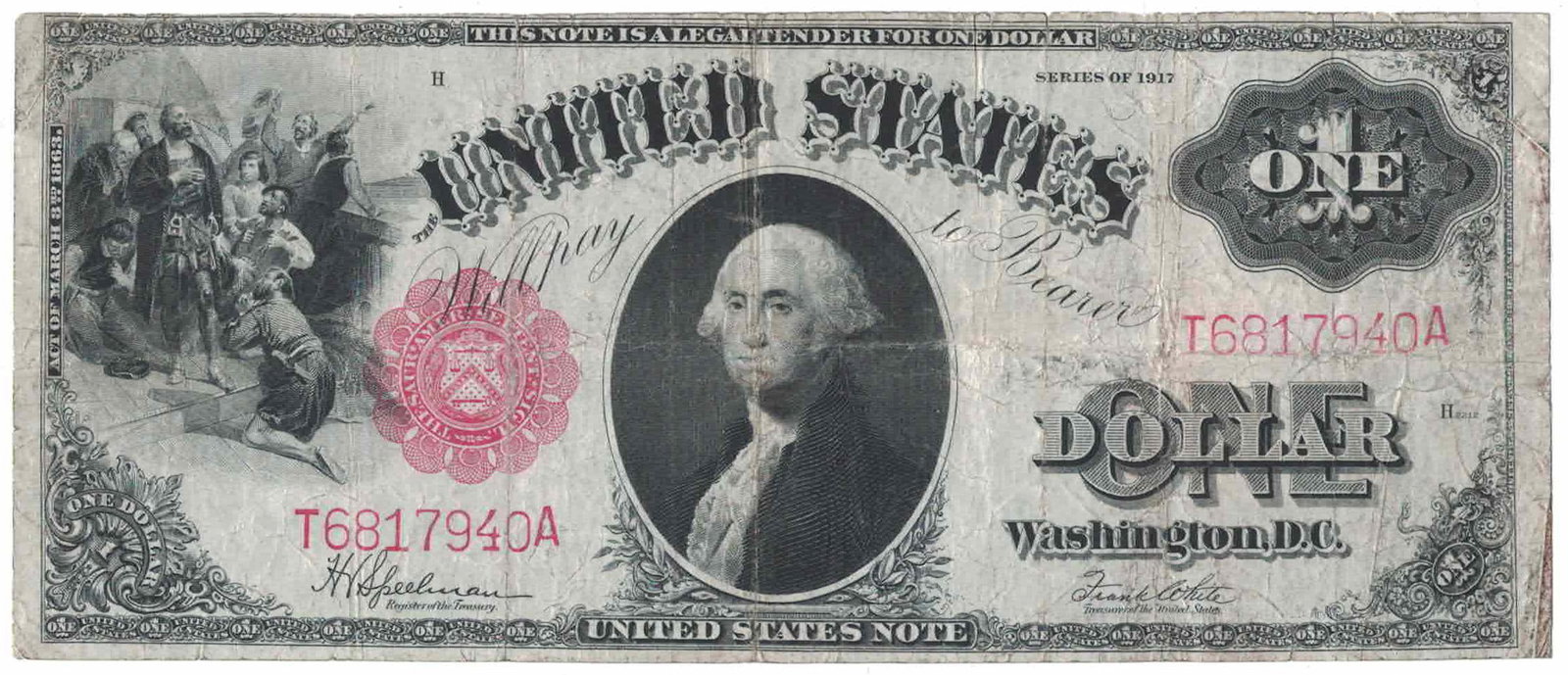 1917 $1 Legal Tender Note Saw Horse: 1917 $1 Legal Tender Note Saw Horse.
