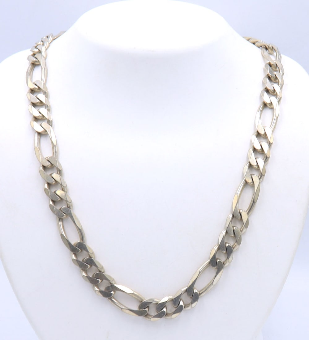 Italian Heavy Vintage 925 Sterling silver Figaro chain necklace (1 of 4)