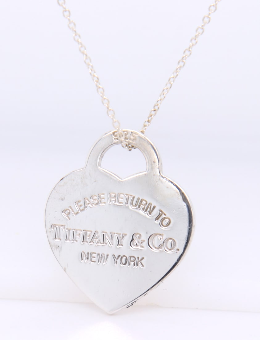 Tiffany & Co Heart Shaped Tag Pendant on Chain Necklace (1 of 6)