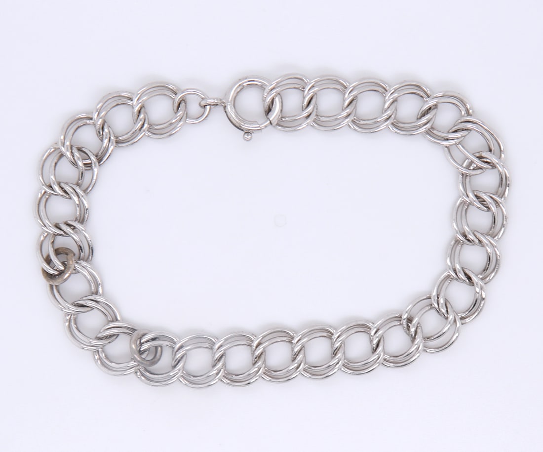 Vintage 925 Sterling Silver Charm Link Bracelet (1 of 4)