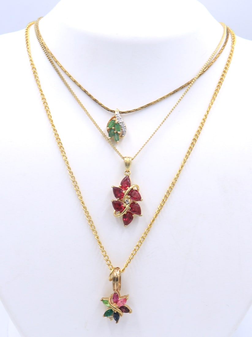 Vintage 925 Sterling Silver Lot of 3 Necklaces (1 of 9)