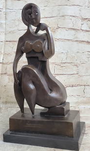 Original Abstract Modern Art Bronze Sculpture Marble Statue Home Decor Girl Sale: The figurative female figure was not considered with the typical artistic tradition. Within the abstract composition, the beholder can distinguish parts of a female form with certain characteristic of