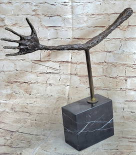 Gia Cometti Powerful Hand Abstract Modern Art Bronze Sculpture Marble Statue: The aesthetic power of this sculpture resonates on many levels. The hand is our prime intermediary between the mind and the world, it allows thought to act upon and transform the world. The outstretch