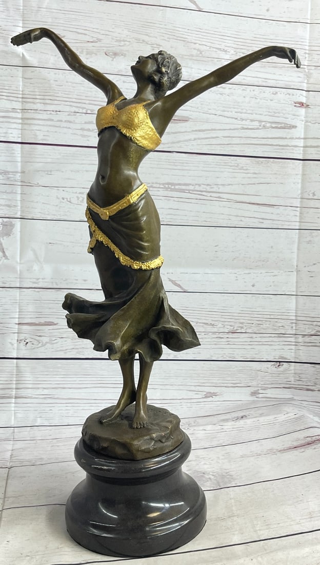 Paul Philippe "Russian Dancer" Vintage reproduction bronze Sculpture Statue Figure: This amazing number will leave you in a state of glory by its astonishing details and colors. She stands with her arms spread out over her head and on the ball of her feet as she shakes her hips to th