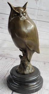 Original Milo Abstract Modern Art Owl Bronze Sculpture Marble Statue Figurine: Condition: This sculpture is in perfect condition. Bronze Dimensions with Marble Base: Height 12" x Width 5.5"Marble Dimensions: Diameter 5 1/2"Height without base: 10"Weight :9 LBSInventory :