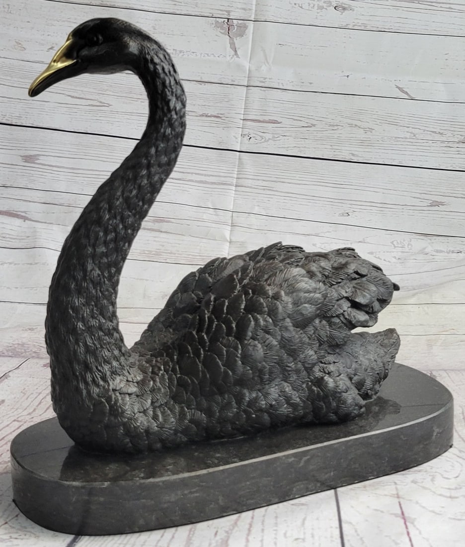 LARGE ELEGANT SWAN BRONZE SCULPTURE STATUE FIGURE HOT CAST FIGURINE FIGURE SALE (1 of 9)