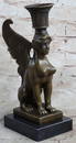 Nude Sphinx Candle Holder Bronze Figurine