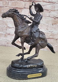 Cowboy on Horse Western Old West Bronze Sculpture (1 of 10)