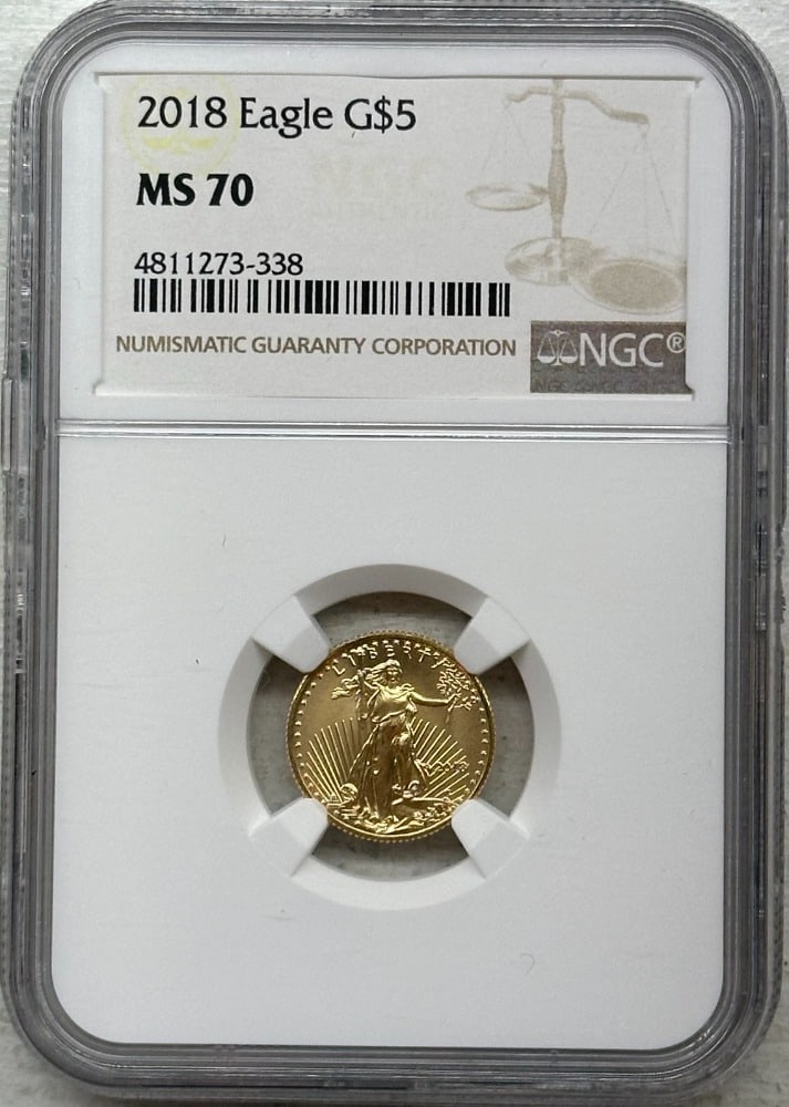 2018 $5 American Gold Eagle Perfect NGC MS70 graded (1 of 2)