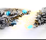 Sterling Silver American West Brass Blue Turquoise and Blue Topaz Casuse Design Ring