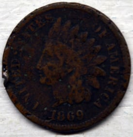 1869 Indian Head Penny One Cent