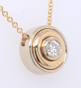 Fantastic Two Tone Bezel Set Diamond Pendant on Chain