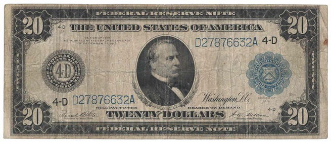 1914 Series Large Size $20 Federal Reserve Note (4-D)