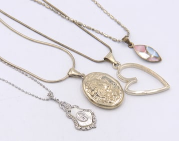 Group Lot of 4 Necklaces in 925 Sterling Silver