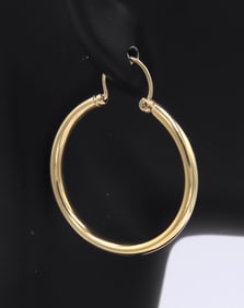 Gorgeous Yellow Gold Tube Hoop Earrings