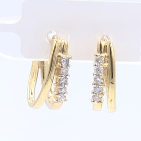 Yellow Gold Moissanite Hoop Earrings