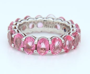 925 Sterling Silver Pink Cubic Zirconia Band