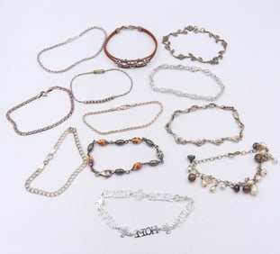 Group Lot of 12 Vintage 925 Sterling Silver Bracelets