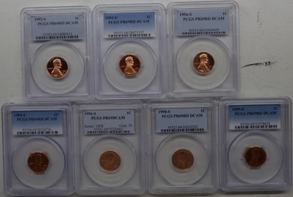 PCGS PR69RD DCAM Lincoln Penny lot of 7