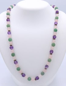 Multi Color Jade Beaded Long Necklace
