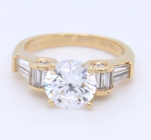 Dazzling Yellow Gold Cubic Zirconia Engagement Ring