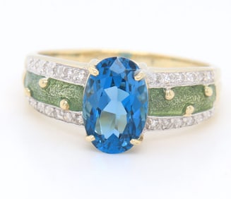 Charming Blue Topaz, Peridot and Sapphire Cocktail Ring