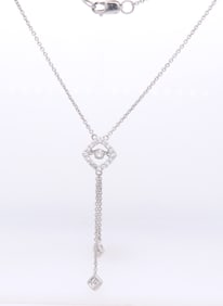 Diamond Accent Floating Dangle Necklace in Sterling Silver