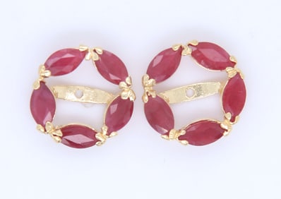 14kt Yellow gold marquise ruby earring jacket