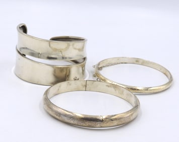 Group lot of 3 vintage 925 sterling silver cuff bangles