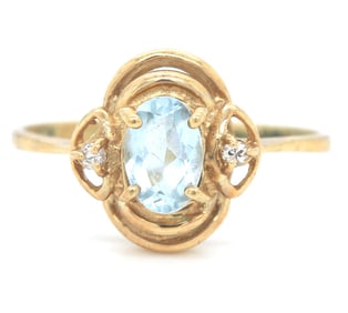 10kt Yellow gold blue topaz ring