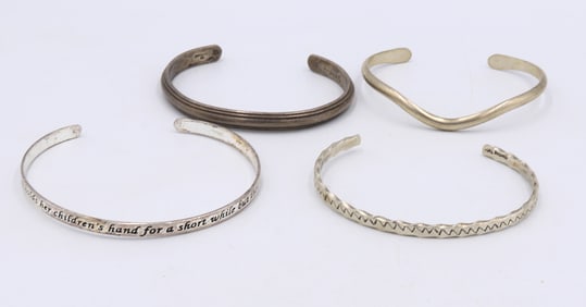 Group lot of vintage 925 sterling silver cuff bangles