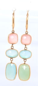 14kt Yellow gold Frosted quartz dangle earrings