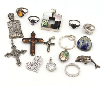 Group lot of Vintage 925 sterling silver misc jewelry