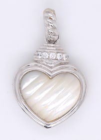 Judith Ripka mother of pearl and CZ heart shaped pendant