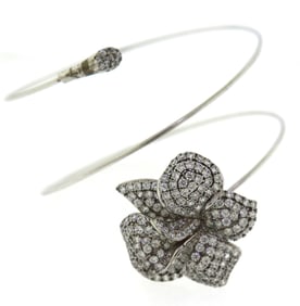 Sterling Silver Cubic Zirconia Flower Bangle