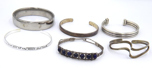 Group lot of vintage 925 sterling silver bangles