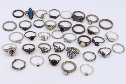 Group lot of Vintage 925 sterling silver rings