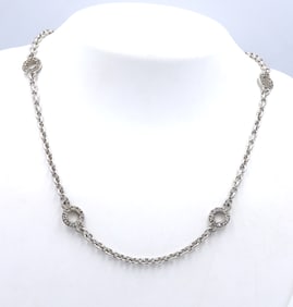 Judith Ripka 925 sterling silver round link cubic zirconia necklace