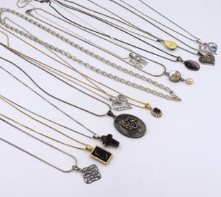 Group lot of vintage 925 sterling silver necklaces