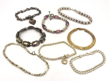 Group lot of 8 Vintage 925 sterling silver bracelets